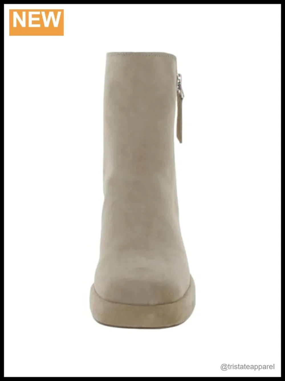 Suede Platform Ankle Bootie Side Zipper Square Toe Block Heel